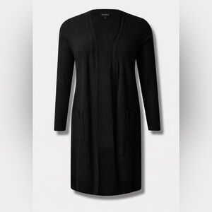Torrid 2X Black Slub Open Front Duster NWT
